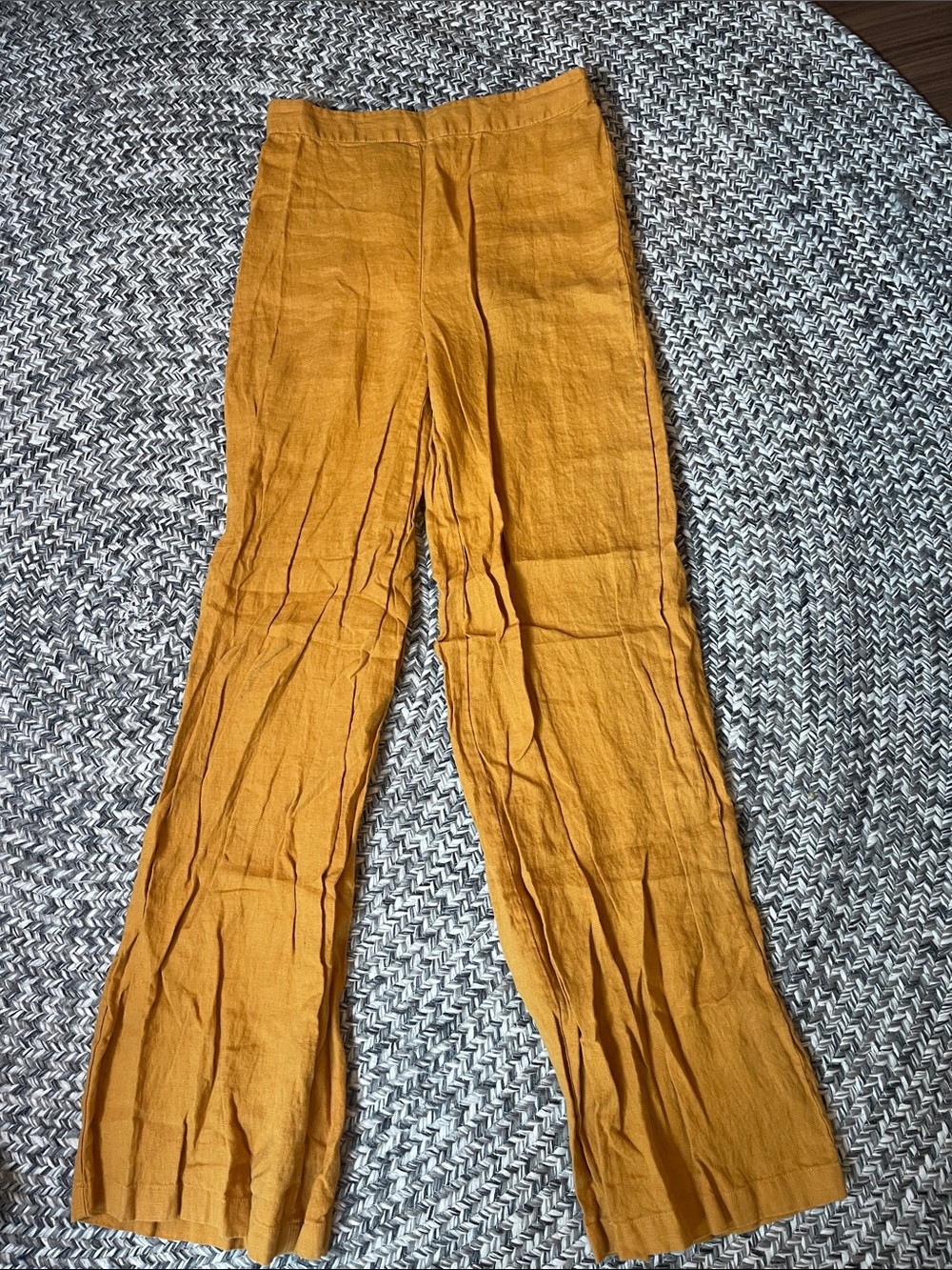 Magaschoni Mustard Straight-Leg Linen Pants